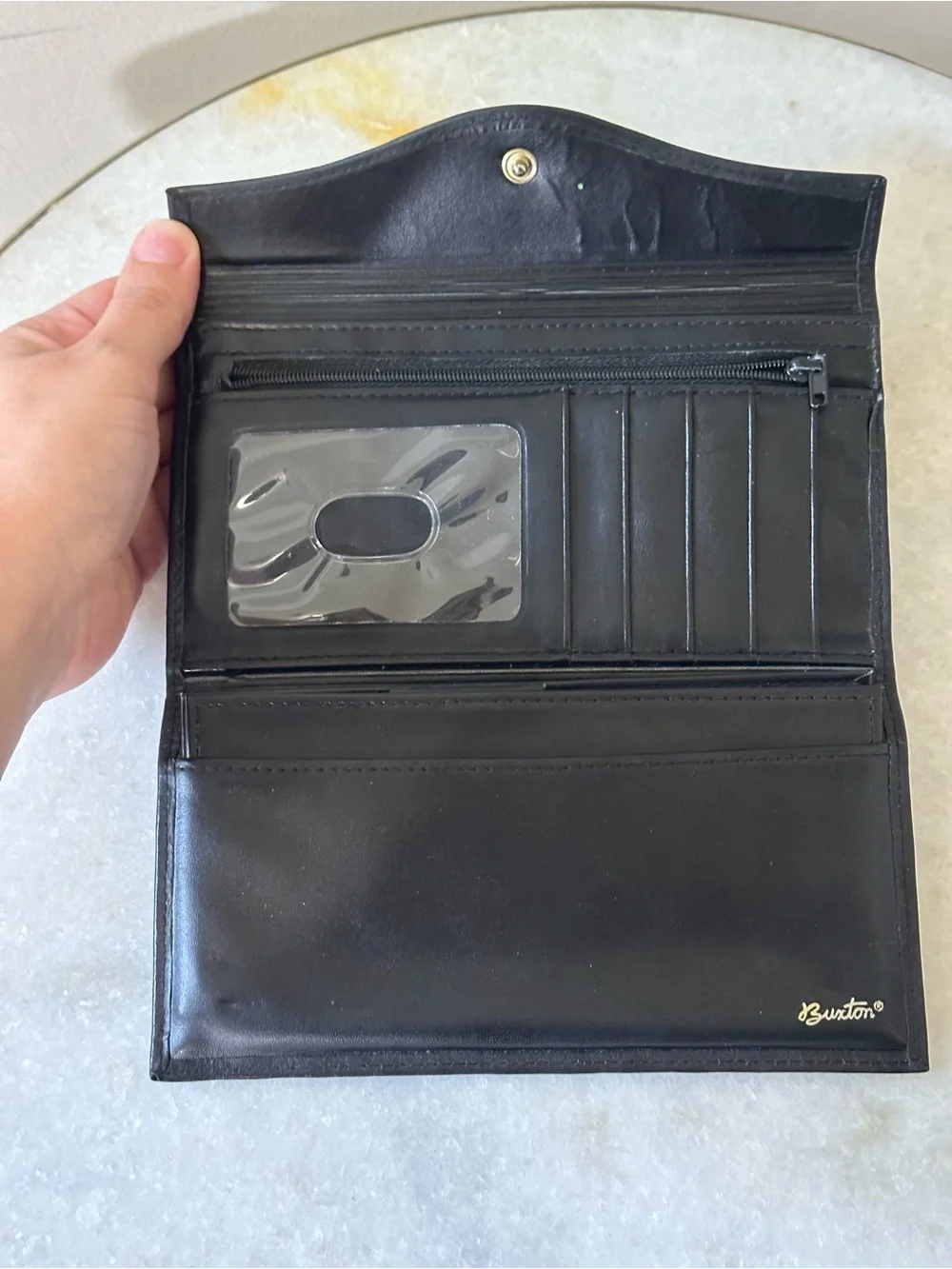 Buxton Women’s Heiress Organizer Clutch Wallet Cowhide Leather Black Cardholder